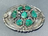 Mark Chee Early Hlmk Vintage Native American Navajo Turquoise Sterling Silver Buckle-Nativo Arts