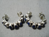 Stunning Vintage Navajo Lapis Sterling Silver Native American Earrings-Nativo Arts