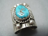 Del John Navajo Old Kingman Turquoise Sterling Silver Ring Native American-Nativo Arts