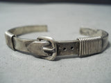 Intricate Buckle Vintage Navajo Sterling Silver Bracelet Native American Old-Nativo Arts