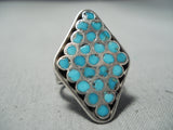 Early Museum Vintage Native American Zuni Turquoise Snake Eyes Sterling Silver Ring Old-Nativo Arts