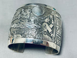 One Of The Best Native American Navajo Sterling Silver Storyteller Bracelet-Nativo Arts