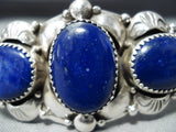 Signed Navajo Native American Lapis Sterling Silver Bracelet-Nativo Arts