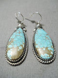Important Vintage Native American Navajo #8 Turquoise Jeanette Dale Sterling Silver Earrings-Nativo Arts