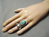 Detailed!! Vintage Native American Navajo Kachina Turquoise Sterling Silver Ring-Nativo Arts