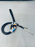 Top Five Inlayers Native American Navajo Turquoise Sterling Silver Bolo Tie-Nativo Arts