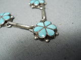 Attractive Vintage Native American Zuni Blue Gem Turquoise Sterling Silver Necklace Old-Nativo Arts
