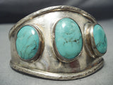 Incredible Vintage Native American Navajo Blue Diamond Turquoise Sterling Silver Bracelet-Nativo Arts