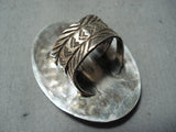 One Of The Biggest Native American Navajo #8 Turquoise Sterling Silver Ring-Nativo Arts