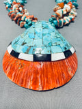 Native American Huge Vintage Santo Domingo Turquoise Shell Sterling Silver Heishi Necklace-Nativo Arts