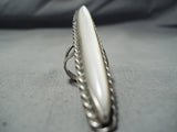 Tallest Vintage Native American Navajo Mother Of Pearl Sterling Silver Ring Old-Nativo Arts
