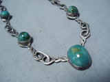 Astonishing Vintage Native American Navajo Damale Turquoise Sterling Silver Necklace Old-Nativo Arts