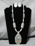 Fabulous Vintage Native American Navajo Fm Wylie Sterling Silver Turquoise Concho Necklace-Nativo Arts