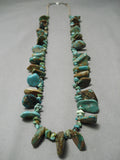 Stunning Vintage Native American Navajo Teardrop Royston Turquoise Sterling Silver Necklace-Nativo Arts