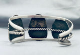 Phenomenal Vintage Native American Navajo Old Kingman Turquoise Sterling Silver Bracelet-Nativo Arts