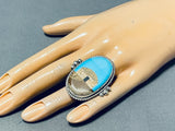 Calvin Desson Signed Fantastic Native American Navajo Turquoise Sterling Silver Ring-Nativo Arts