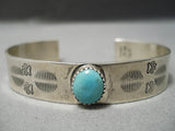 Marvelous Vintage Native American Navajo Sky Blue Turquoise Sterling Silver Bracelet Old-Nativo Arts