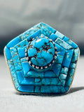 One Of The Most Intricate Ever Native American Navajo Turquoise Sterling Silver Ring-Nativo Arts