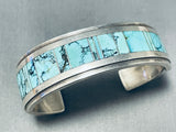 Stunning Vintage Native American Navajo Blue Diamond Turquoise Sterling Silver Bracelet Signed-Nativo Arts