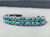 Brilliant Vintage Native American Zuni Blue Gem Turquoise Sterling Silver Bracelet-Nativo Arts
