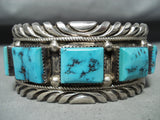 Heavy Men's Vintage Native American Navajo Blue Turquoise Sterling Silver Bracelet-Nativo Arts