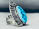 Steelers Football Vintage Native American Navajo Turquoise Sterling Silver Ring Old-Nativo Arts