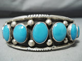 Superior Vintage Native American Navajo Blue Gem Turquoise Sterling Silver Bracelet Old-Nativo Arts
