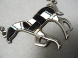 Native American Best Vintage Navajo Opal Sterling Silver Horse Necklace-Nativo Arts