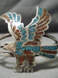 Detailed!! Vintage Native American Navajo Will Singer Eagle Turquoise Sterling Silver Bracelet-Nativo Arts