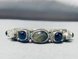 Unique Stone Vintage Native American Navajo Sterling Silver Opal Blue Bracelet-Nativo Arts
