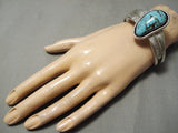 Exquisite Vintage Native American Navajo Blue Diamond Turquoise Sterling Silver Bracelet-Nativo Arts