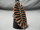 Fantastic Zuni Coral Sterling Silver Ring Native American-Nativo Arts