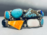 Very Unique Vintage Native American Navajo #8 Turquoise Sterling Silver Shell Bracelet-Nativo Arts