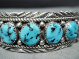 Marie Thompson Vintage Native American Navajo 7 Kingman Turquoise Sterling Silver Bracelet Old-Nativo Arts