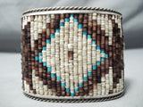 One Of The Biggest Best Vintage Native American Navajo Turquoise Sterling Silver Heishi Bracelet-Nativo Arts