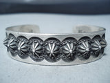 Eddie Smith Vintage Native American Navajo Hand Repoussed Sterling Silver Bracelet-Nativo Arts