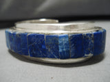 One Of The Best Vintage Native American Navajo Lapis Inlay Sterling Silver Bracelet Old-Nativo Arts