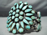 One Of The Best Vintage Native American Navajo Turquoise Sun Cluster Sterling Silver Bracelet-Nativo Arts