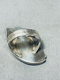 Big Signed Native American Navajo Turquoise Sterling Silver Ring-Nativo Arts