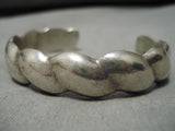 Unique 'Cloud' Vintage Native American Navajo Sterling Silver Hand Tooled Bracelet Old-Nativo Arts