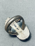 Marvelous Vintage Native American Navajo Sleeping Beauty Turquoise Sterling Silver Leaf Ring-Nativo Arts