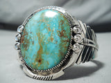 Magnificent Native American Navajo Pilot Mountain Turquoise Sterling Silver Huge Bracelet-Nativo Arts