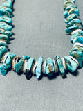 Native American Rare Chunky Turquoise Mostly Heishi Sterling Silver Necklace-Nativo Arts