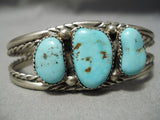 Incredible Vintage Native American Navajo Sky Blue Turquoise Sterling Silver Bracelet Old-Nativo Arts