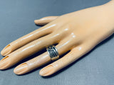 Marvelous Vintage Native American Hopi Sterling Silver Overlay Print Ring-Nativo Arts