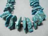 Amazing Vintage Native American Navajo Large Green Turquoise Sterling Silver Necklace-Nativo Arts