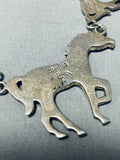 One Of The Best Vintage Native American Navajo Turquoise Horse Inlay Sterling Silver Necklace-Nativo Arts