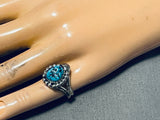 Incredible Vintage Native American Navajo Old Kingman Turquoise Sterling Silver Ring-Nativo Arts