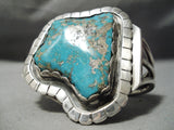 Statement Vintage Native American Navajo Rare Turquoise Sterling Silver Bracelet Old-Nativo Arts