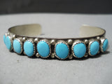 Domes Of Turquoise Vintage Native American Navajo Sterling Silver Sun Stamp Bracelet-Nativo Arts